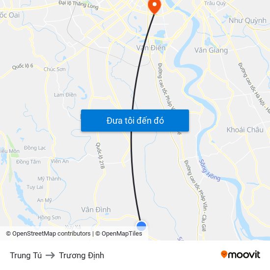 Trung Tú to Trương Định map