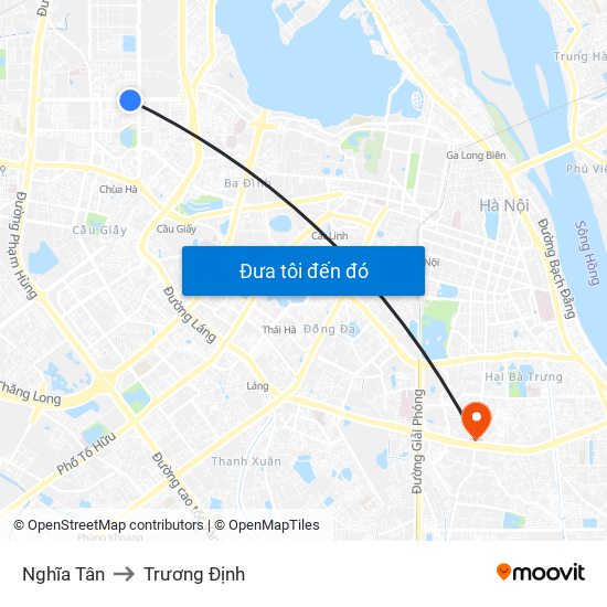 Nghĩa Tân to Trương Định map