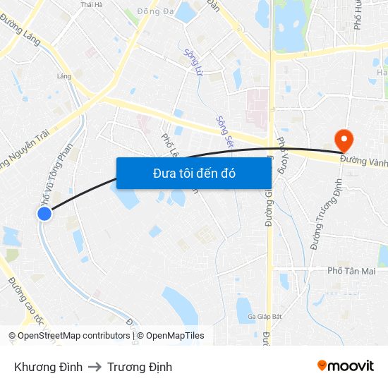 Khương Đình to Trương Định map