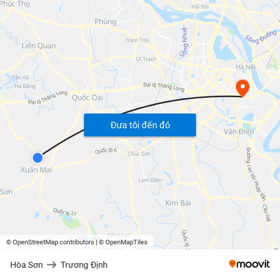 Hòa Sơn to Trương Định map