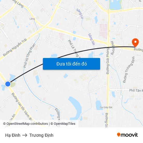 Hạ Đình to Trương Định map