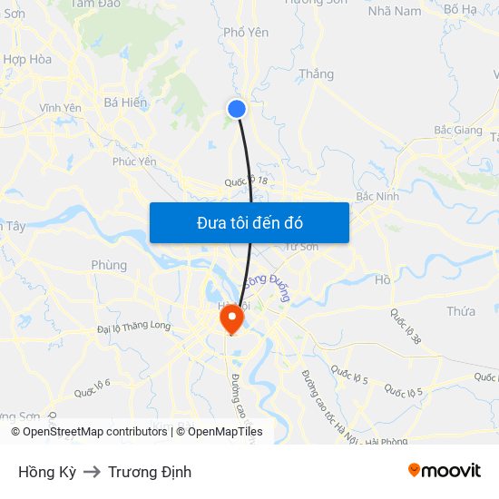 Hồng Kỳ to Trương Định map