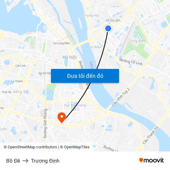 Bồ Đề to Trương Định map