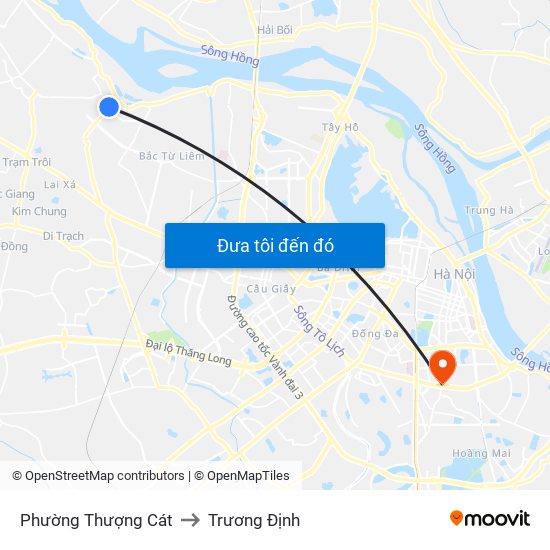 Phường Thượng Cát to Trương Định map