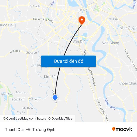 Thanh Oai to Trương Định map