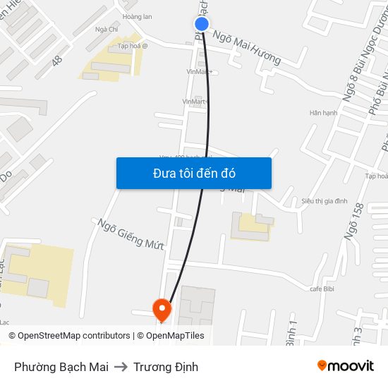 Phường Bạch Mai to Trương Định map