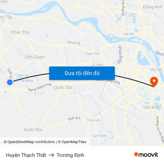 Huyện Thạch Thất to Trương Định map