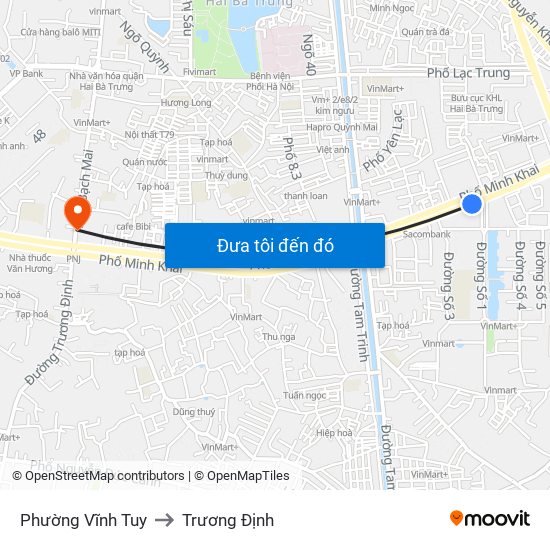 Phường Vĩnh Tuy to Trương Định map