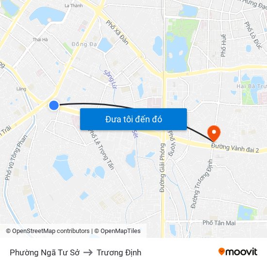 Phường Ngã Tư Sở to Trương Định map