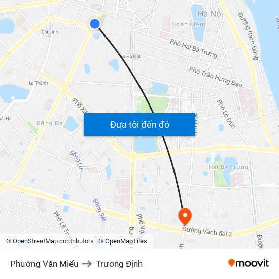 Phường Văn Miếu to Trương Định map