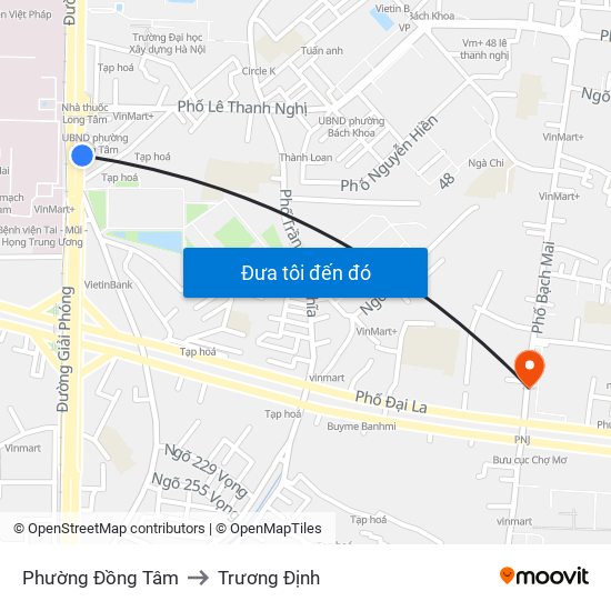 Phường Đồng Tâm to Trương Định map