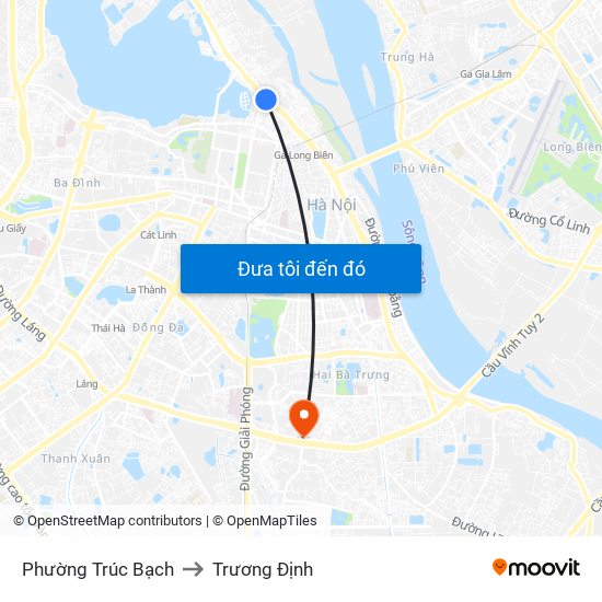 Phường Trúc Bạch to Trương Định map