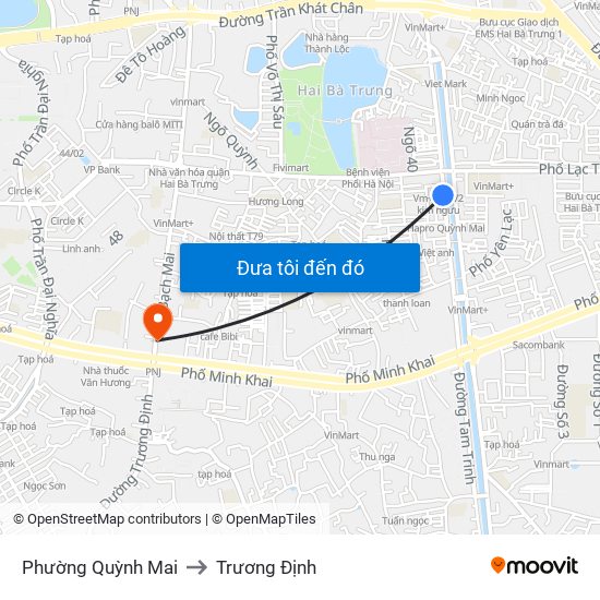 Phường Quỳnh Mai to Trương Định map