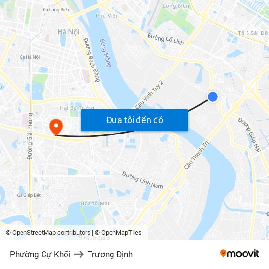 Phường Cự Khối to Trương Định map