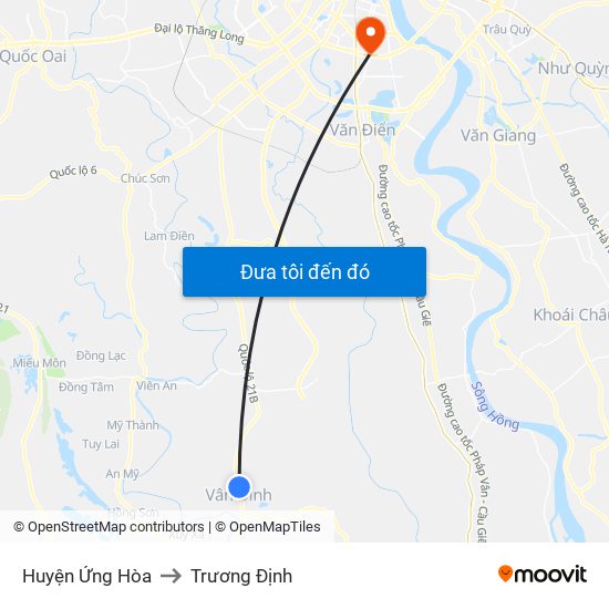 Huyện Ứng Hòa to Trương Định map