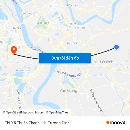 Thị Xã Thuận Thành to Trương Định map
