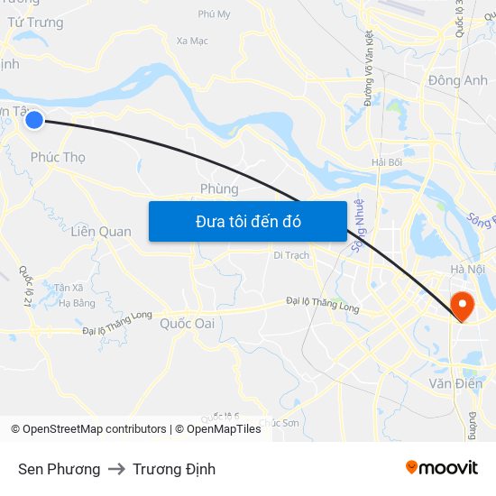 Sen Phương to Trương Định map