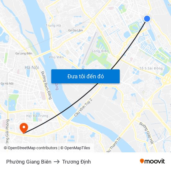 Phường Giang Biên to Trương Định map