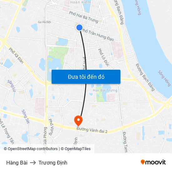 Hàng Bài to Trương Định map