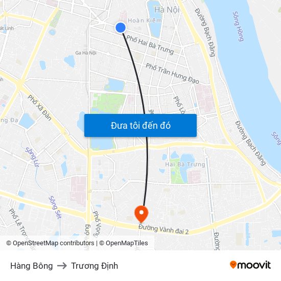 Hàng Bông to Trương Định map
