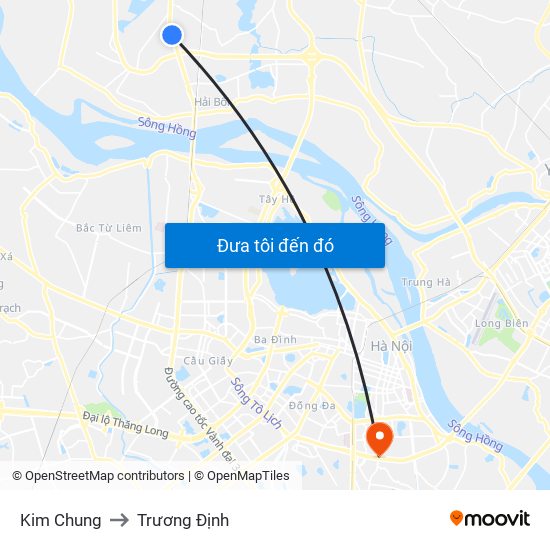 Kim Chung to Trương Định map