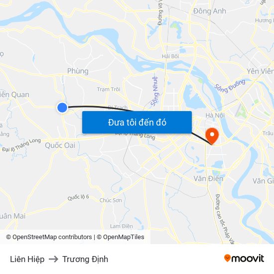 Liên Hiệp to Trương Định map