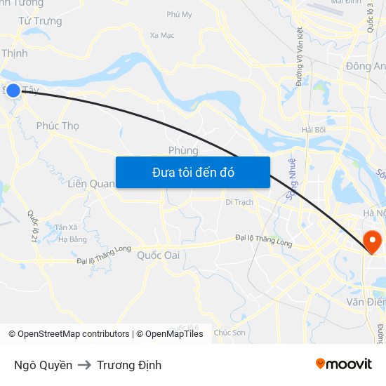 Ngô Quyền to Trương Định map