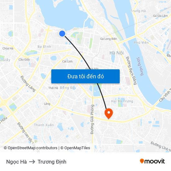 Ngọc Hà to Trương Định map