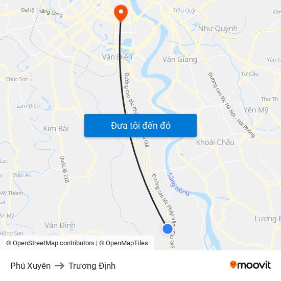 Phú Xuyên to Trương Định map