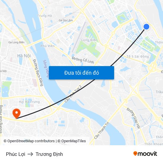 Phúc Lợi to Trương Định map