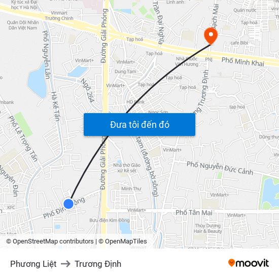 Phương Liệt to Trương Định map