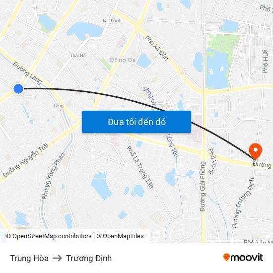 Trung Hòa to Trương Định map