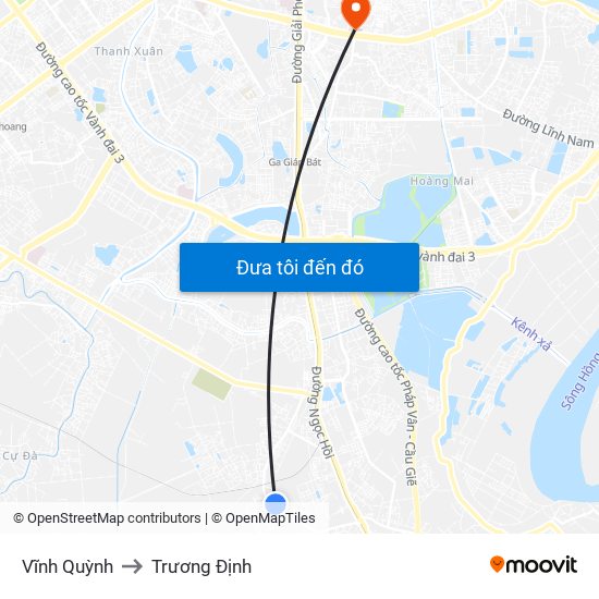 Vĩnh Quỳnh to Trương Định map