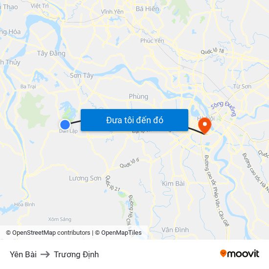 Yên Bài to Trương Định map