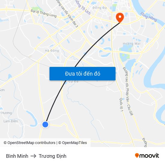 Bình Minh to Trương Định map