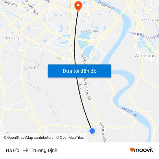 Hà Hồi to Trương Định map