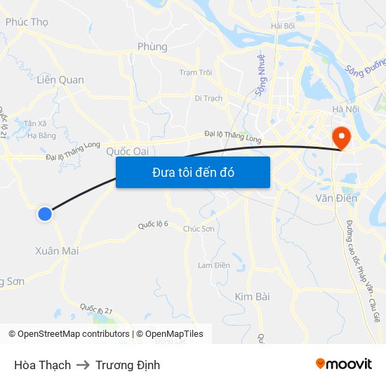 Hòa Thạch to Trương Định map