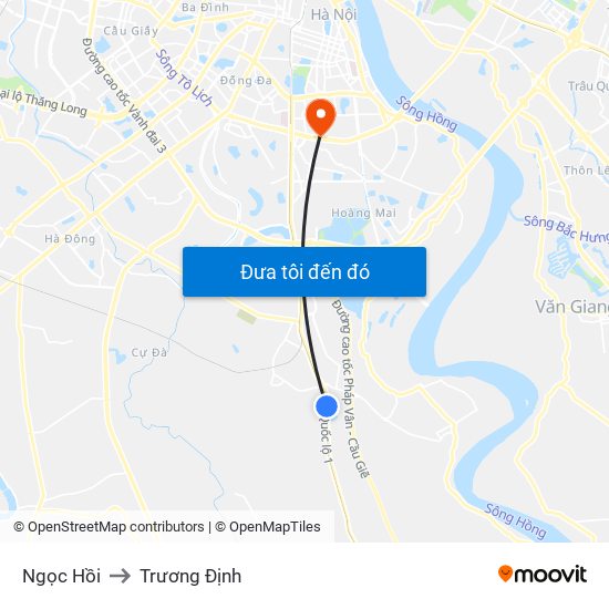 Ngọc Hồi to Trương Định map