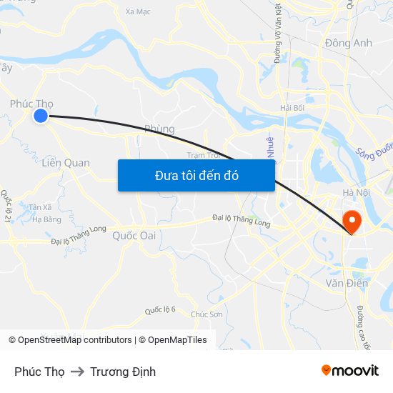 Phúc Thọ to Trương Định map