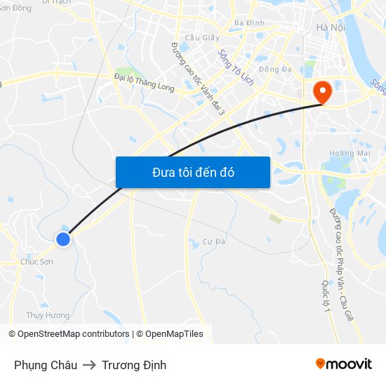Phụng Châu to Trương Định map