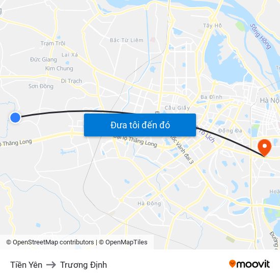 Tiền Yên to Trương Định map