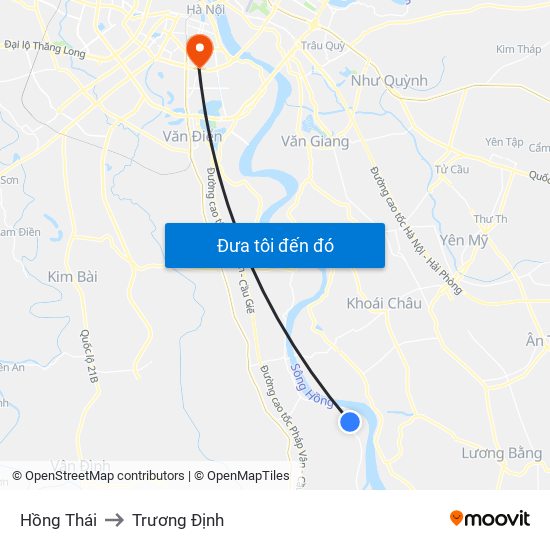 Hồng Thái to Trương Định map