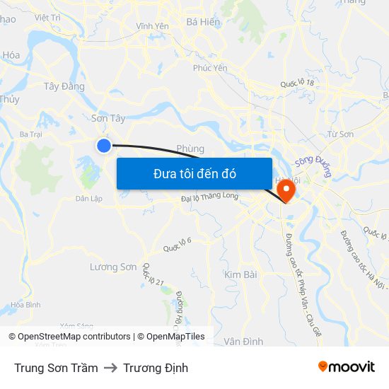 Trung Sơn Trầm to Trương Định map