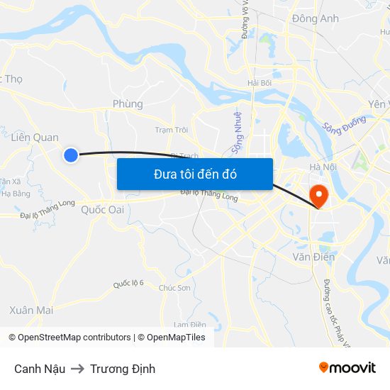 Canh Nậu to Trương Định map