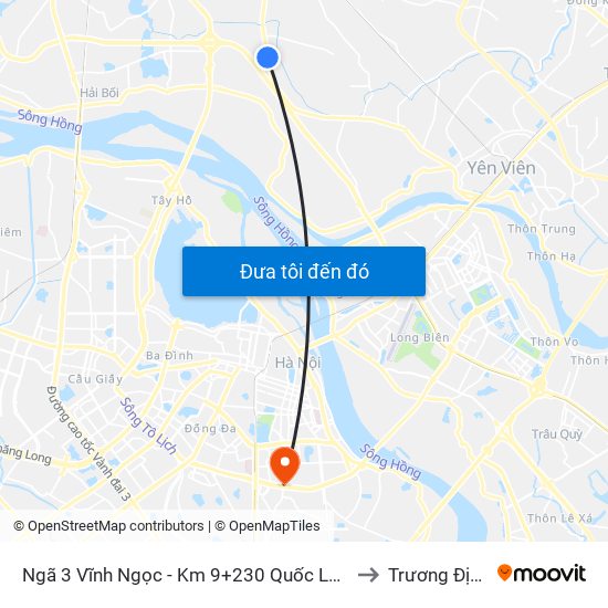 Ngã 3 Vĩnh Ngọc - Km 9+230 Quốc Lộ 3 to Trương Định map