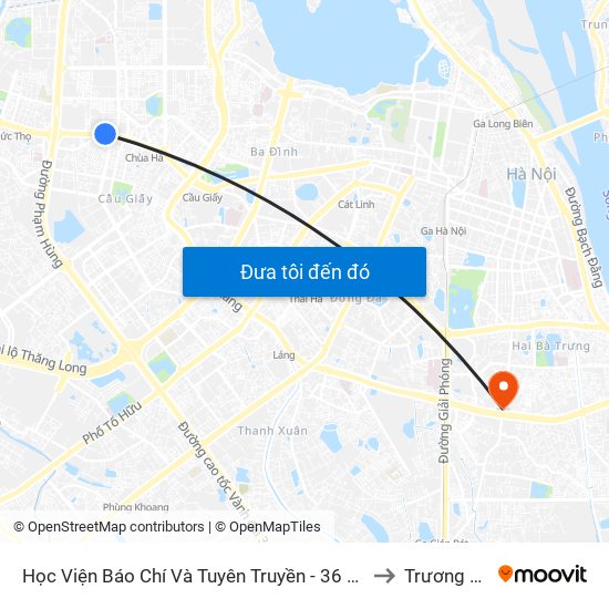 Học Viện Báo Chí Và Tuyên Truyền - 36 Xuân Thủy to Trương Định map