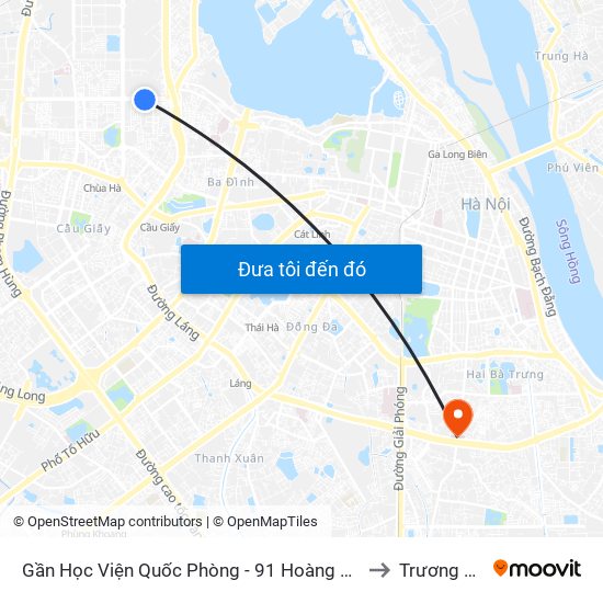 Gần Học Viện Quốc Phòng - 91 Hoàng Quốc Việt to Trương Định map