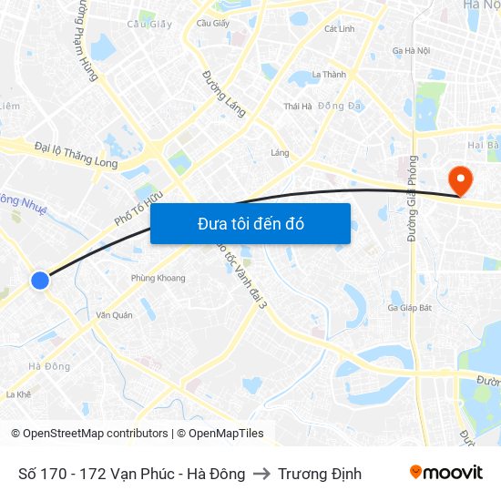 Số 170 - 172 Vạn Phúc - Hà Đông to Trương Định map