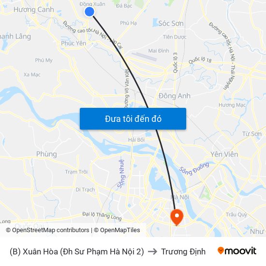 (B) Xuân Hòa (Đh Sư Phạm Hà Nội 2) to Trương Định map