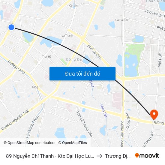 89 Nguyễn Chí Thanh - Ktx Đại Học Luật to Trương Định map